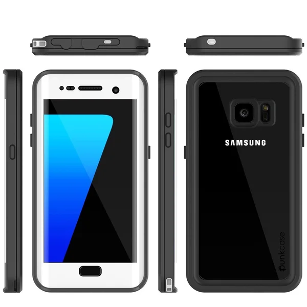 Galaxy S7 Edge Waterproof Case - Punkcase [Extreme Series] [Slim Fit] Armor Cover w/ Built in Screen Protector [Black] - Black