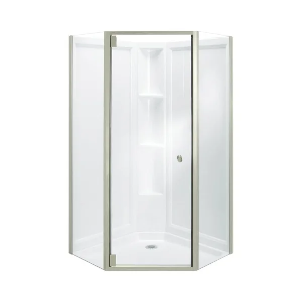 Sterling SP2375-38DR-G03 Solitaire 29.438x22 x 72.25x22 Neo-Angle Shower DOOR, Available in Various Colors - Nickel/Clear Glass