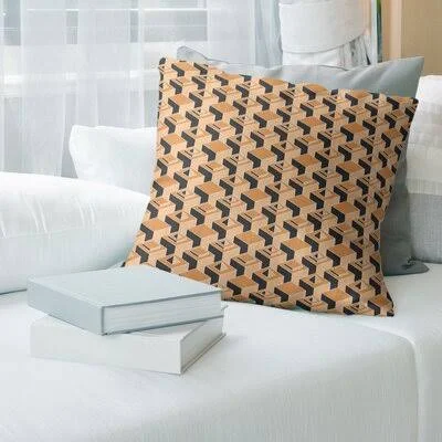 Skyscrapers Pattern Throw Pillow Brayden Studio Color: Orange - Size: 20x22 x 20