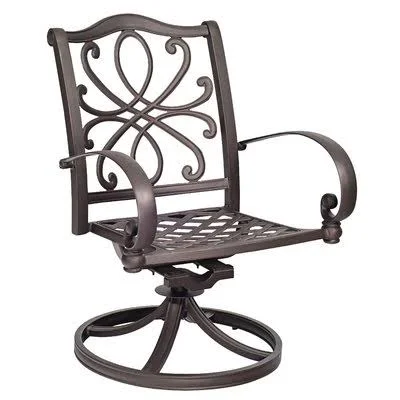 Holland Swivel Rocker Patio Dining Chair with Cushions Woodard Cushion Color: No CUSHION - Frame Color: Weathered White, Seat Hei