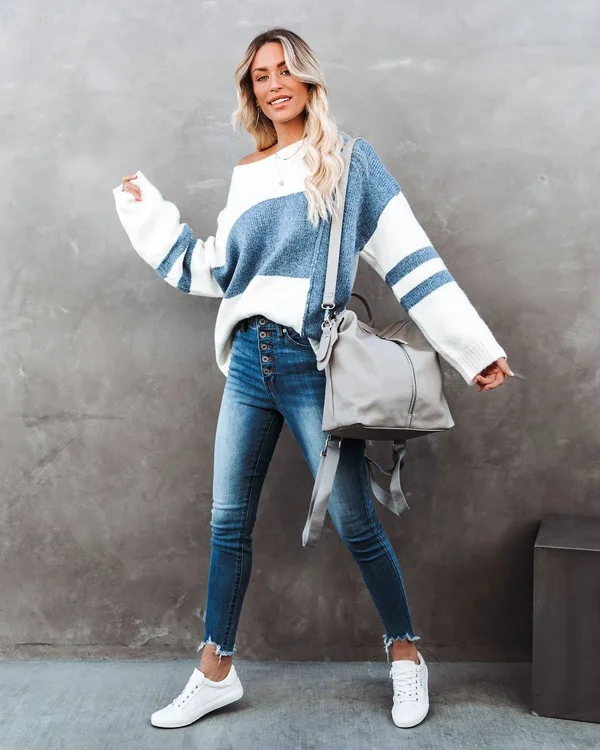 Count The City Blocks Colorblock Sweater Large