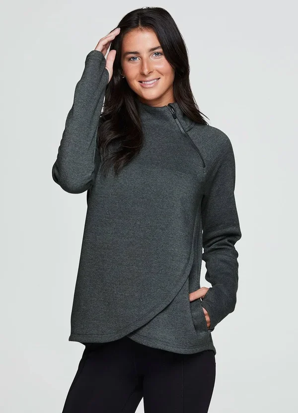 Rbx Prime Ready to Roll Fleece Zip Mock Neck Pullover Top Women's Size Medium in Berry