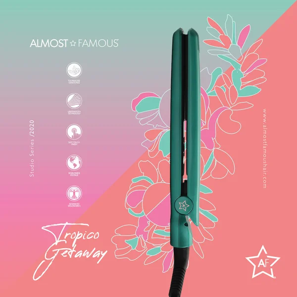 Almost Famous - 0.5 inch Tropico Getaway Mini Travel Flat Iron with Designer Bag - Watermellow