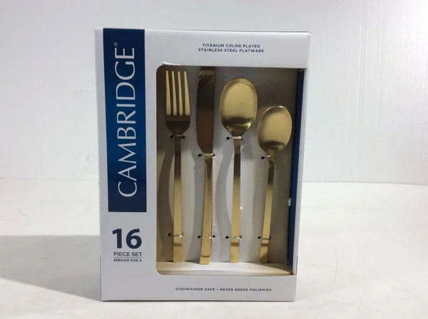 Cambridge Beacon Gold Satin 16-Piece Flatware Set, Service for 4 - Gold Satin