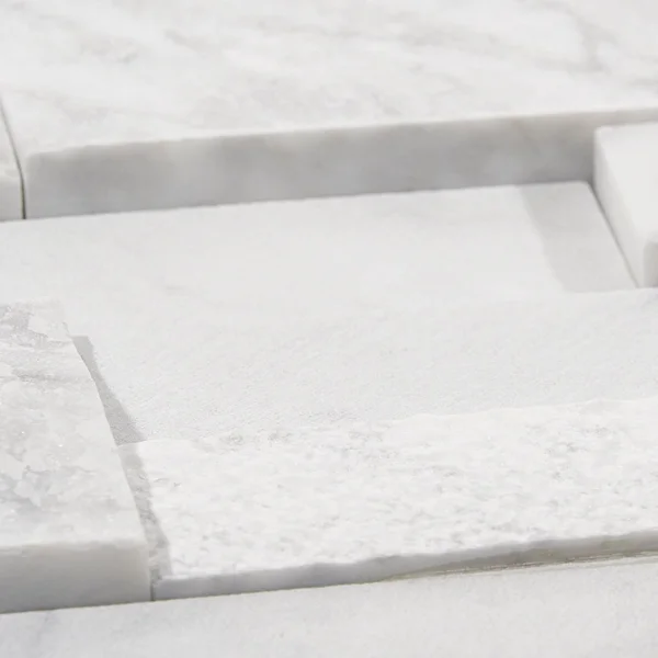 TileBar Stackstone 3D Snow White Marble Ledger Panel Wall Tile, Backsplash, Wall and Floor