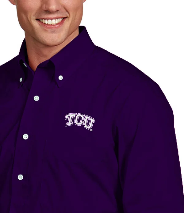 Clemson Tigers Antigua Dynasty Woven Long Sleeve Button-Down Shirt - Purple - Size: XL