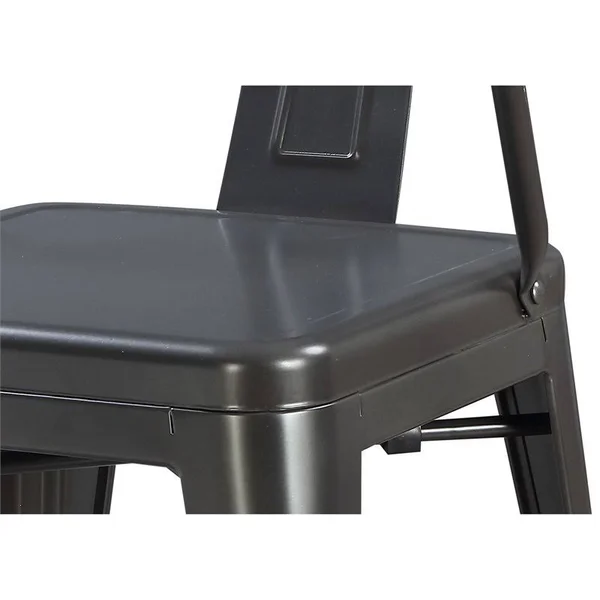 Wallace & Bay Farrell Charcoal 24x22 Bar Stool with Solid Metal Seat Back and Legs - Set of Two - D510151