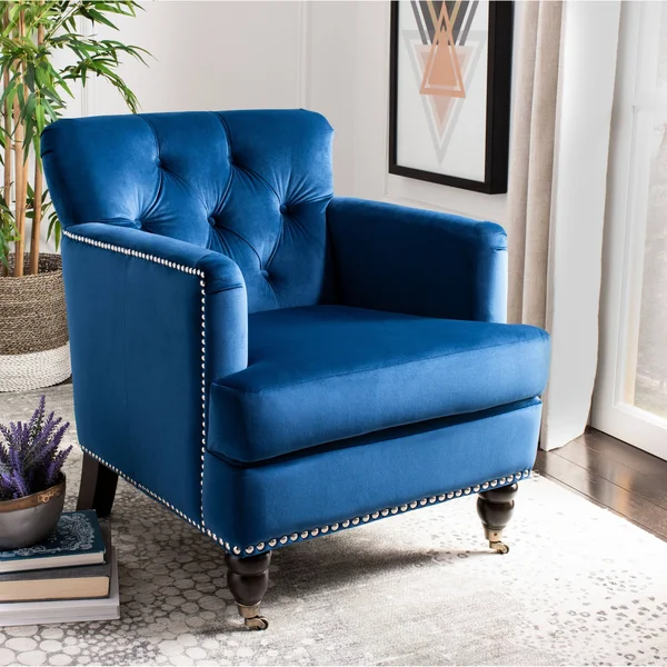 Safavieh Colin Tufted Club Chair - Navy, Espresso
