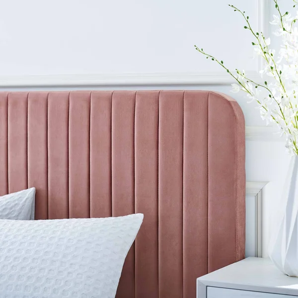 Modway Celine Pink Channel Tufted Performance Velvet Queen Platform Bed