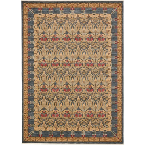 Unique Loom Edinburgh Red 6 ft Round Area Rug