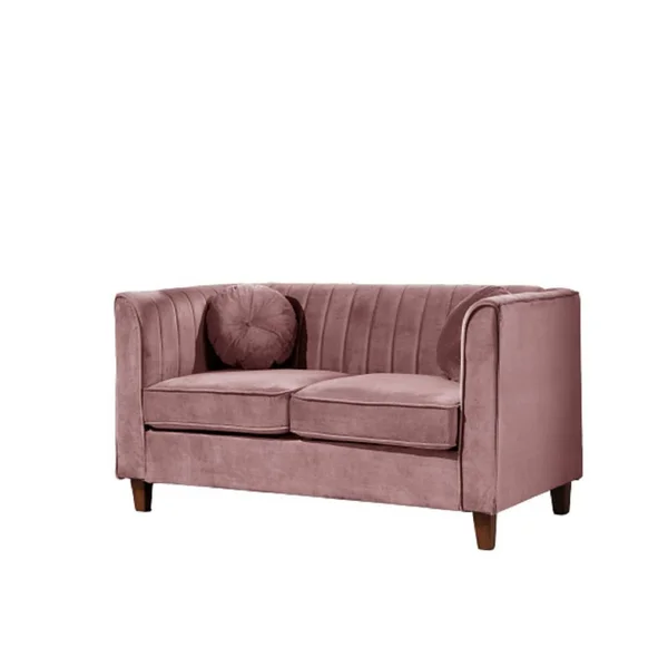 US Pride Furniture Lowery Kitts 55 in. Rose Velvet 2-Seater Chesterfield Loveseat with Square Arms - Pink