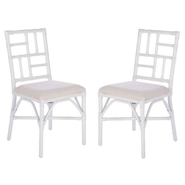 Safavieh Christine Glam Accent Chair w/Cushion - White, Set of 2