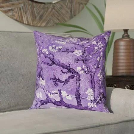 Bloomsbury Market Lei Almond Blossom Double Sided Print Pillow Cover with Concealed Zipper, Purple