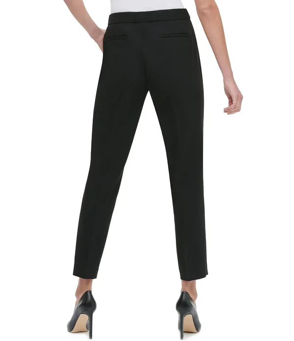 Tommy Hilfiger Twill Straight Slim Leg Ankle Pants, Womens, 8, Black