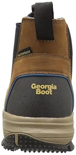 Georgia Boot Men's Blue Collar Chelsea Waterproof Work Romeo Boot - Dark Brown 8.5