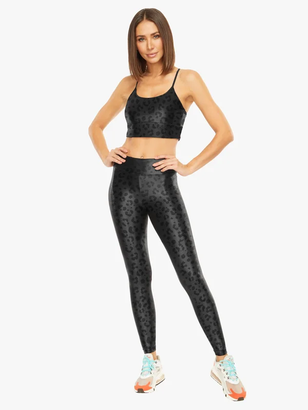 Koral Women's Lustrous High Rise Leggings, Black Leopard, X-Large