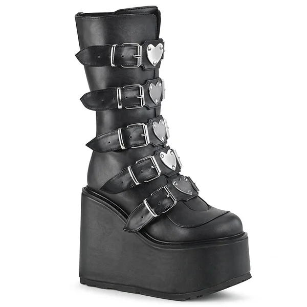 Women's Demonia Swing 230 Platform Mid-Calf Boot, Size: 7, Purple