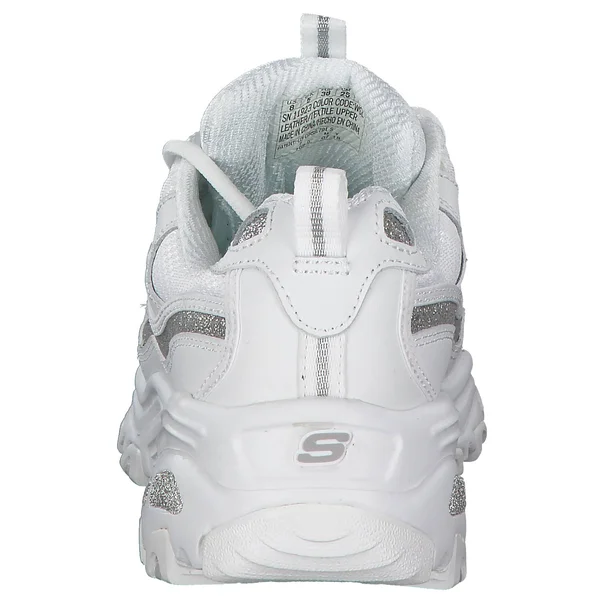 Skechers Women's D&Lites Now and Then Sneaker, Size: 9, White/Silver