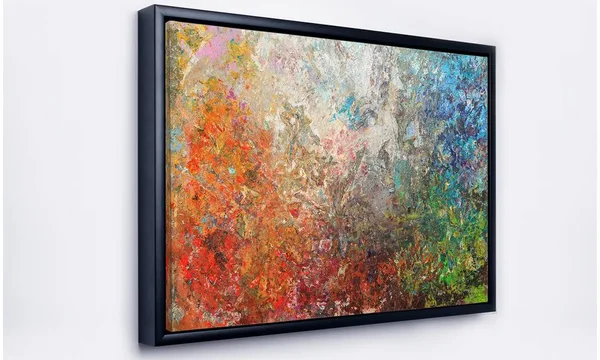 Designart ' Board Stained Abstract Art ' Abstract Framed Canvas Art Print, Size: 34 inch x 18 inch