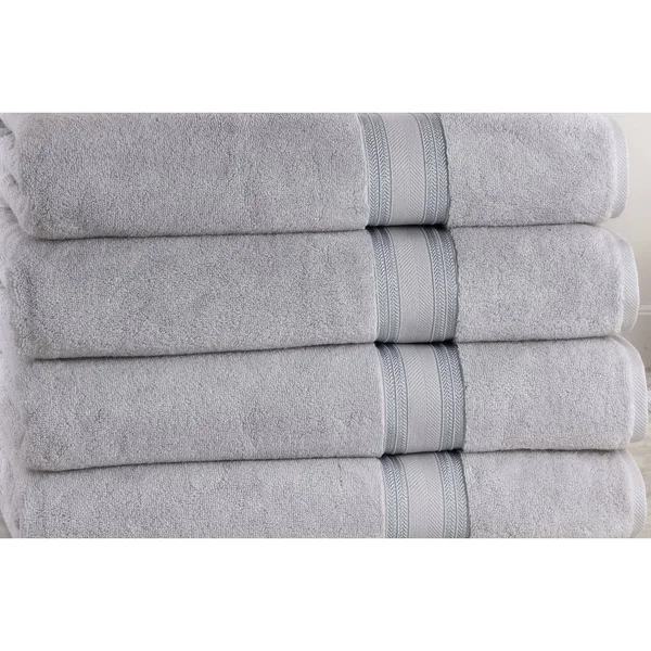 100% Cotton Zero Twist Oversized Set of 4 Bath Sheets - Glacier Grey