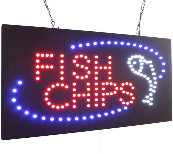 Fish & Chips Sign - Neon Sign, open Sign, Store Sign, Window Sign