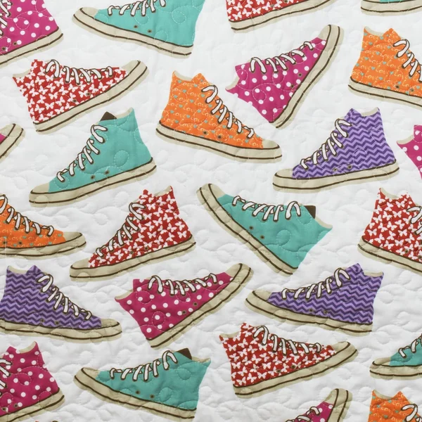 Lush Decor Canvas Shoes Quilt Turquoise Set Full/Queen