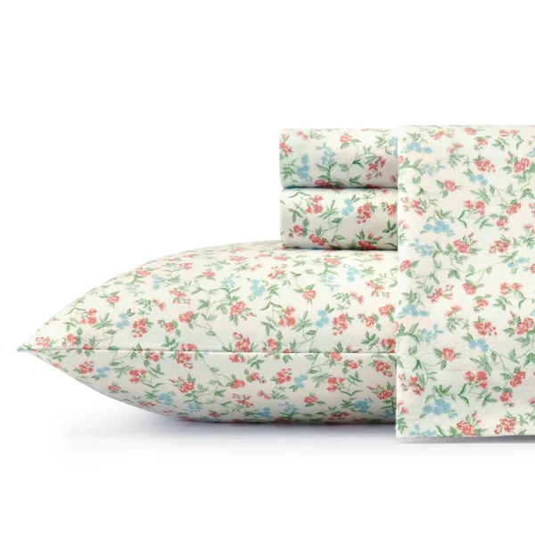 Laura Ashley Cotton Flannel Deep Pocket Bed Sheet Sets - Emelisa - King