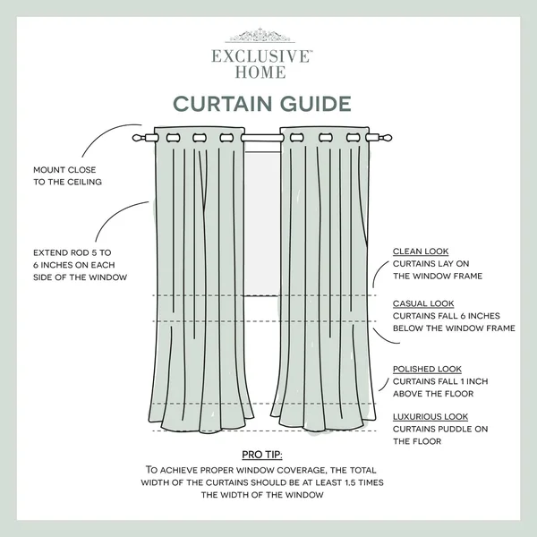 Exclusive Home Catarina Layered Solid Blackout and Sheer Window Curtain Panel Pair Winter White