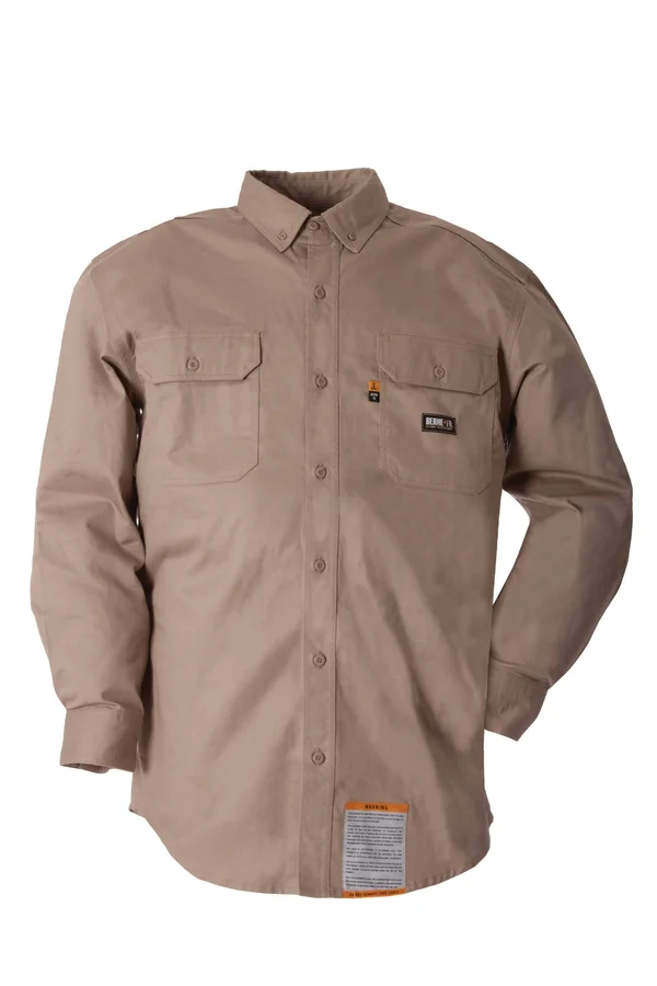 Berne Men's FR Button Down Workshirt Khaki, 3XL/Tall