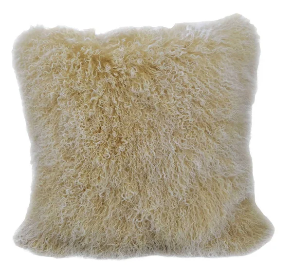 24x22 Gold Genuine Tibetan Lamb Fur Pillow with Microsuede Backing