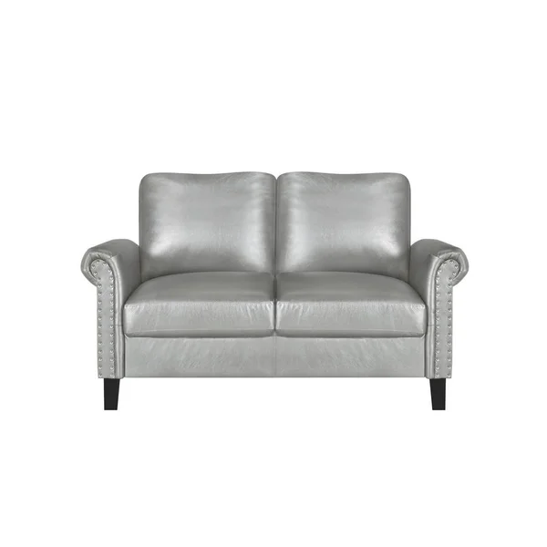 Silver Faux Leather Loveseat from Global Furniture USA