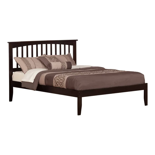 Atlantic Furniture Mission Queen Platform Bed with Open Foot Board in Espresso - Brown