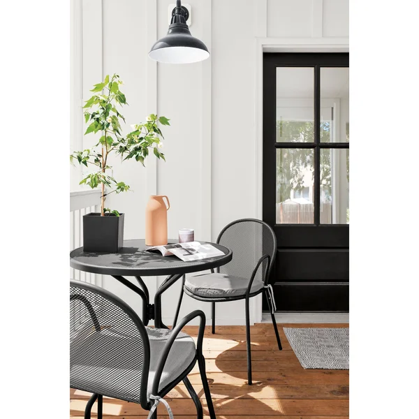 Room & Board, Modern Kona 4 Person Round Patio Table in Silver Grey Steel, 48 Diameter 30H