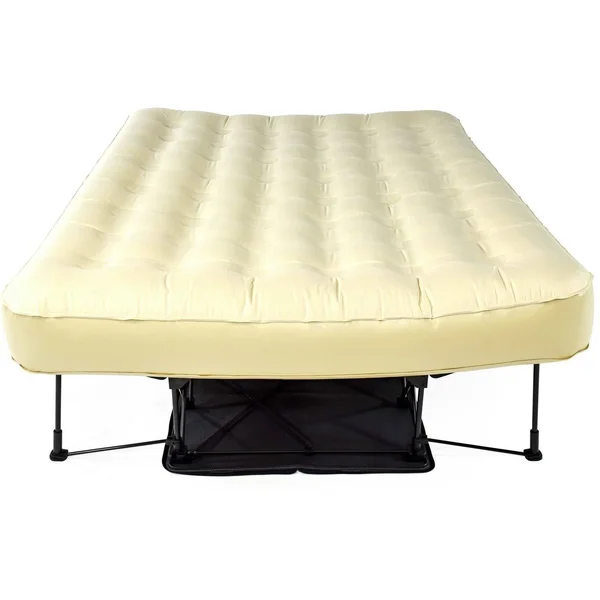 Ivation EZ-Bed (Queen) Air Mattress with Frame & Rolling Case - Self Inflatable, Blow Up Bed Auto Shut-Off, Comfortable