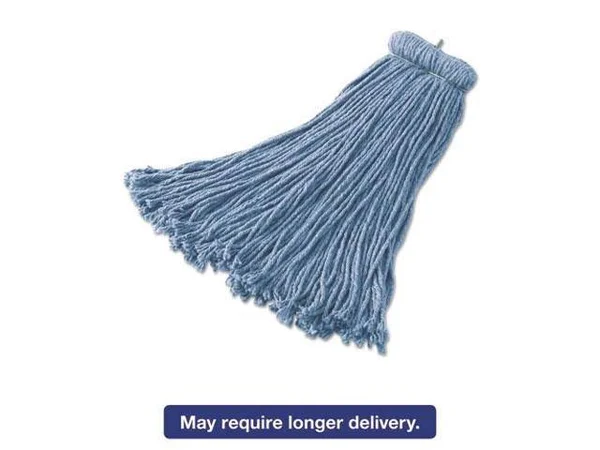 Rubbermaid Premium Bolt-On Cut-End Blended Mop, 20 oz, Blue, 12/Carton