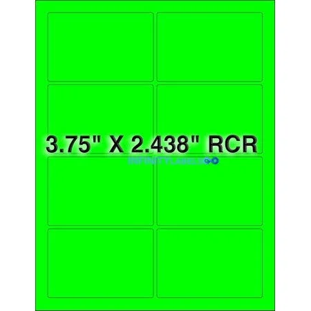 Infinity Labels Fluorescent Green Paper [200 sheets] 3.75 x 2.438 Laser Sheets. 5 Labels per Sheet