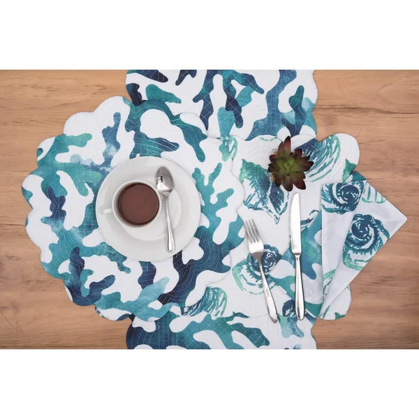 Aqua Reef Napkin Set of 6 in, Rectangle Placemat Cu0026F Home