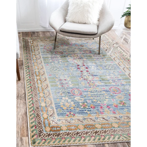 Unique Loom Treble Austin Area Rug - 4& x 6& Blue
