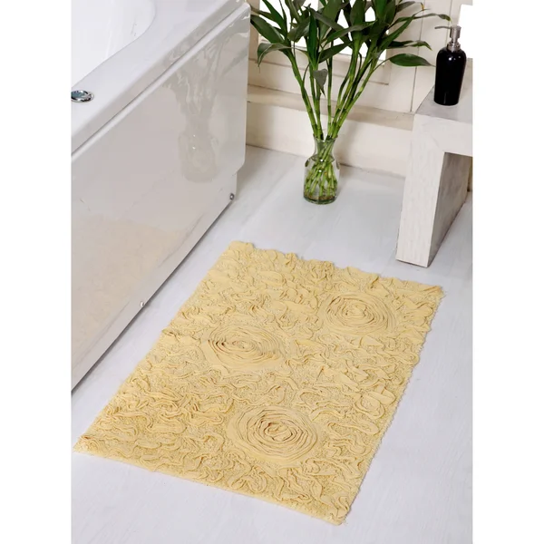 Home Weavers Bell Flower Collection Cotton Bath Rug 24x22x40x22 - White