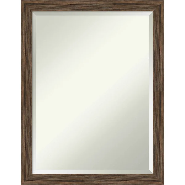 Amanti Art Regis Barnwood Mocha Narrow Frame Collection 20.62-in Matte Brown Rectangular Bathroom Mirror - DSW5247139
