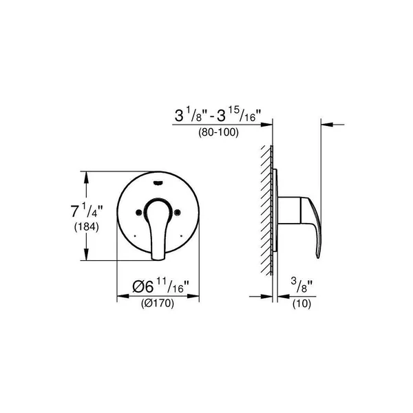 Grohe 19458EN2 Eurosmart Brushed Nickel Pressure Balance Valve Trim