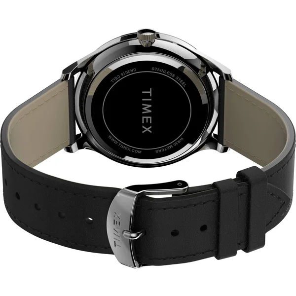 Timex TW2T71800 Men's Modern Easy Reader 40mm Black Leather Strap Watch