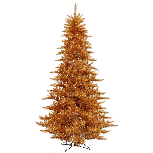 Vickerman 3& Copper Tinsel Fir Artificial Christmas Tree with 100 Warm White LED Lights
