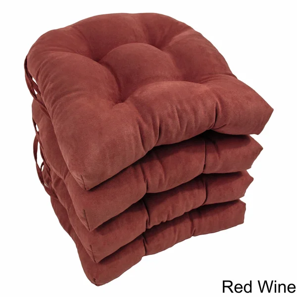 Blazing Needles16-inch U-Shaped MicroSuede Chair Cushions (Set of 4) Red Wine