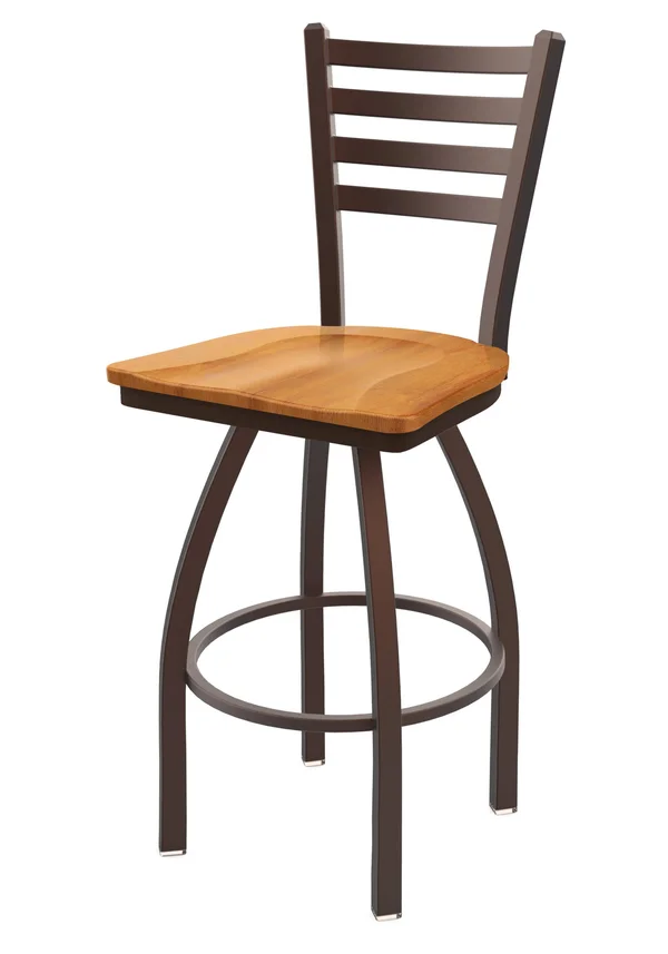 Holland Bar Stool 410 Jackie 25x22 Swivel Counter Stool with Bronze Finish and Medium Maple Seat