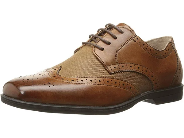 Florsheim Shoes Reveal Jr. Wingtip Oxford Cognac w/Linen Size 2.5