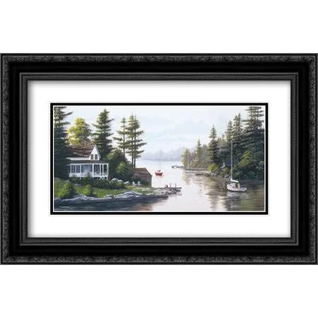 Cottage Country 2X Matted 24x16 Black Ornate Framed Art Print by Saunders - Bill