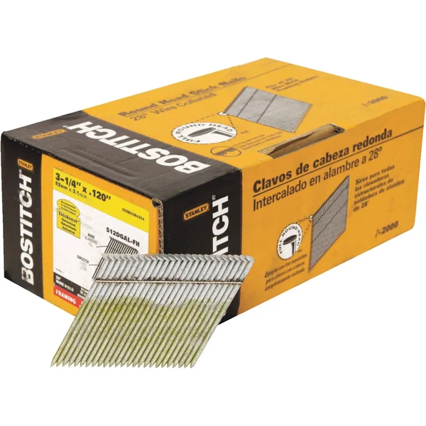 Stanley Bostitch Round Head Stick Framing Nail, 3.25x22 - 2000 count