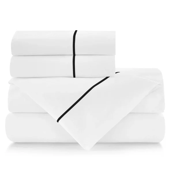 Peacock Alley Black Boutique Embroidered Percale Sheet Set -Split King