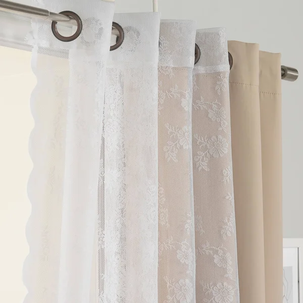 Best Home Fashion 4 Piece Rose Sheers and Blackout Curtain Set Ocean